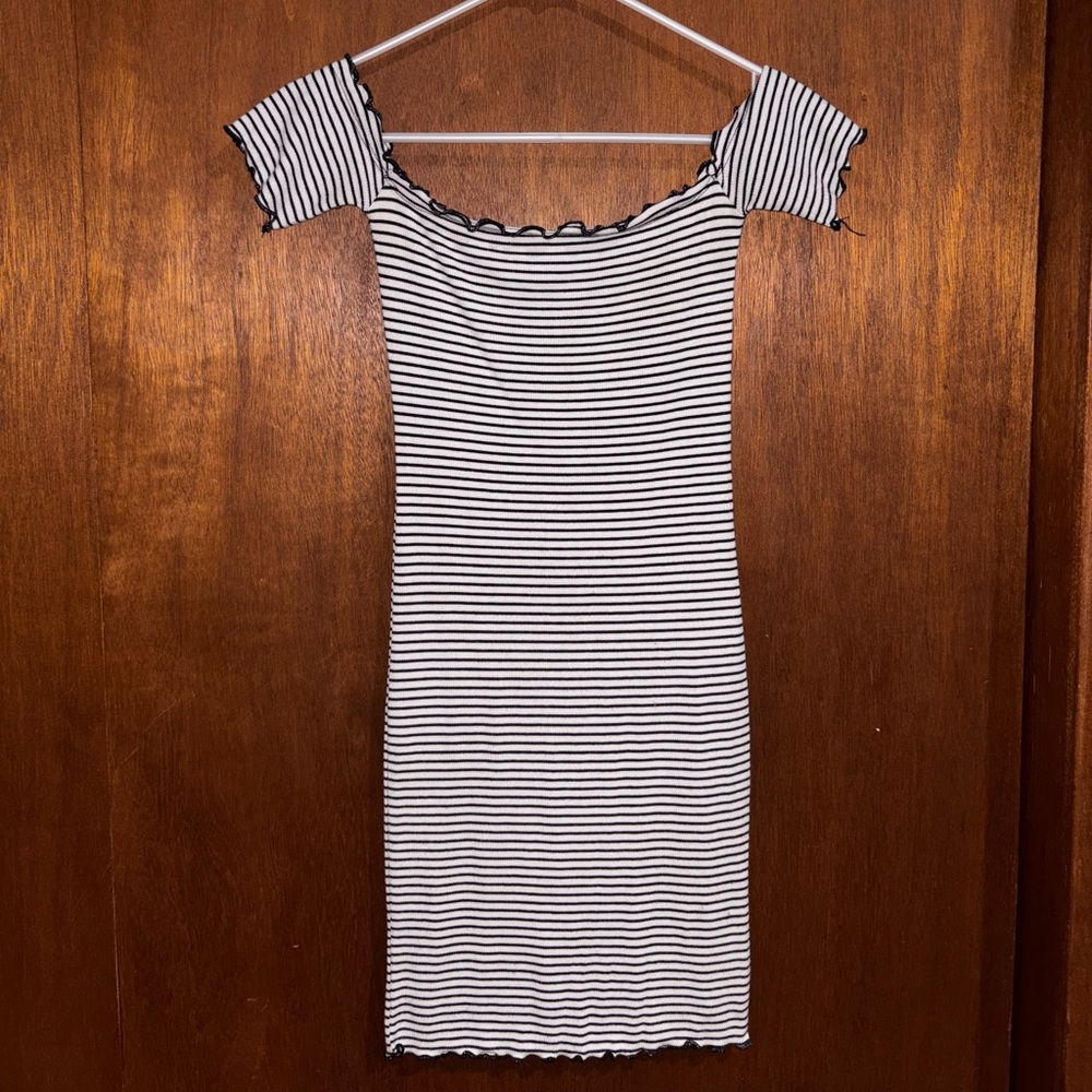 Heart & Hips Black and White Striped Midi Dress